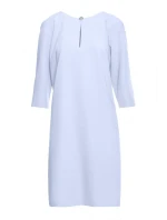 S394 Uvolněné šaty s výstřihem s klíčovou dírkou - světle modré