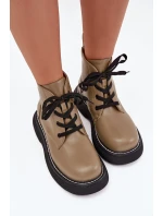 Dámské botky Harmine – zateplené, na platformě, šněrovací, zelené