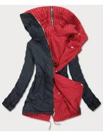 Červeno-černá oboustranná pruhovaná bunda s kapucí (W659) Červeno-černá oboustranná pruhovaná bunda s kapucí (W659)
