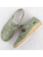 Dámská pohodlná prolamovaná obuv na suchý zip zelená Rieker 44852-52