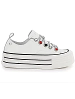 Dámské kožené tenisky na paltform white Goe T2N4072