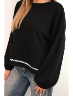 Dámská mikina s ozdobným zakončením dole černá Dámská mikina s ozdobným zakončením dole černá