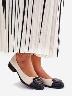 Kožené Baleríny S Dekorací D&A MK51-059 Béžové