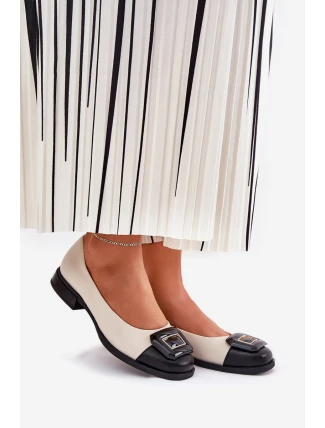 Kožené Baleríny S Dekorací D&A MK51-059 Béžové Kožené Baleríny S Dekorací D&A MK51-059 Béžové