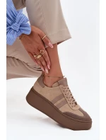 Kožené semišové dámské tenisky na platformě Zazoo 3775 béžové Kožené semišové dámské tenisky na platformě Zazoo 3775 béžové