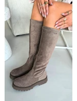 Dámské zateplené kozačky na platformě Big Star – béžové