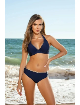 Dámské dvoudílné plavky Elena 50/G 011 Tmavě modrá s béžovou - Etna