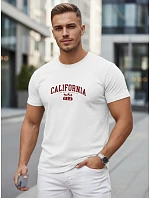 Pánské bavlněné tričko s potiskem „California“, bílé, FashionStreet NX5140R