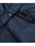 Tmavě modrá dámská prošívaná bunda s odepínací kapucí (7564)