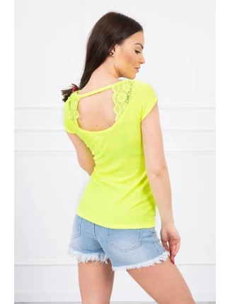 Halenka s krajkovým výstřihem žlutá neonová