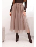 Midi tylová sukně dámská s podšívkou viskóza fango Midi tylová sukně dámská s podšívkou viskóza fango