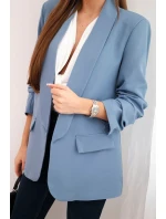 Elegantní sako s klopami denimové modré
