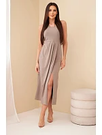 Dámské bavlněné midi šaty bez rukávů s nařasením fango