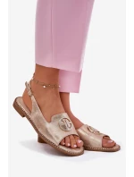Dámské Sandály Na Plném Podpatku S Ozdobou S.Barski KV51-002 Růžové Zlato