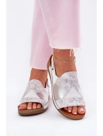 Dámské Kožené Sandály Na Klínu S Pletením Maciejka L7067-11 Bílé