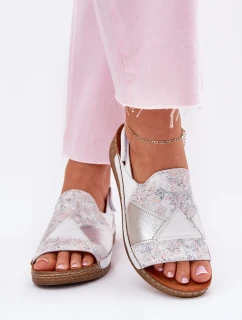 Dámské Kožené Sandály Na Klínu S Pletením Maciejka L7067-11 Bílé