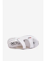 Kožené dámské sandály na platformě na suchý zip bílé Jemela