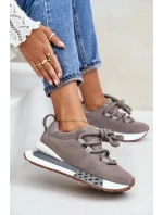 Semišové Dámské Tenisky Na Platformě S Hrubým Šněrováním Artiker Šedé