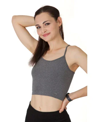 Dámský krátký top BECROP šedý - Goldbee Dámský krátký top BECROP šedý - Goldbee