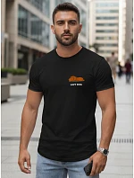 Pánské bavlněné tričko s minimalistickým potiskem černé FashionStreet NX5096R Pánské bavlněné tričko s minimalistickým potiskem černé FashionStreet NX5096R