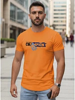 Pánské oranžové bavlněné tričko s potiskem FashionStreet NX5017R