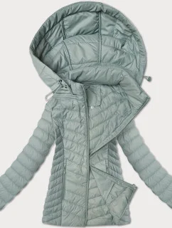 Lehká dámská bunda v mátové barvě s odepínací kapucí J Style (16M9230-156)