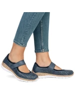 Dámská pohodlná prolamovaná obuv na suchý zip modrá Rieker N4299-14