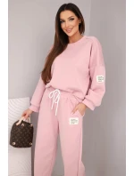 Dámský komplet máslová mikina + kalhoty tmavě pudrově růžová