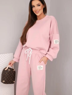 Dámský komplet máslová mikina + kalhoty tmavě pudrově růžová