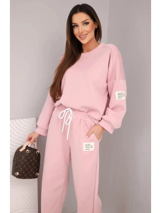 Dámský komplet máslová mikina + kalhoty tmavě pudrově růžová