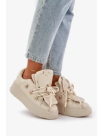 Sneakersy Damskie Na Platformie Beżowe Dolistana