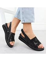 Dámské zvýšené sandály s gumou černé Jezzi RMR2267-2