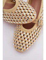 Dámské baleríny s krajkovým vzorem a kamínky Žluté Wilvessa