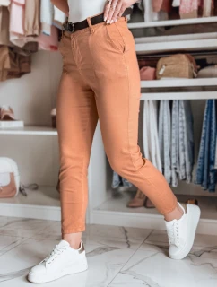 Dámské kalhoty slim fit s páskem TAIRONIK brick FashionStreet UY2543