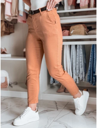 Dámské kalhoty slim fit s páskem TAIRONIK brick FashionStreet UY2543
