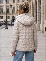 Dámská prošívaná přechodová bunda s kapucí, světle šedá, FashionStreet TY5884