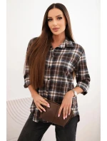 Dámská bavlněná košile s delším zadním dílem hnědá