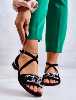 Dámské semišové sandály s řetízkem Laura Messi 2365 Černá