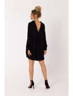 M740 Košilové šaty s ozdobným límcem - černé M740 Košilové šaty s ozdobným límcem - černé