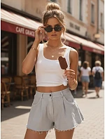 Dámské letní džínové šortky s volnou nohavicí šedé FashionStreet SY0534 Dámské letní džínové šortky s volnou nohavicí šedé FashionStreet SY0534