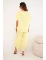 Komplet z viskózy bluzka + kalhoty žlutý