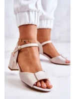 Kožené Sandály Na Vysokém Podpatku Béžová Lorisa