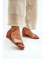 Kožené Sandály Maciejka 1971-68 Hnědo-Zlaté