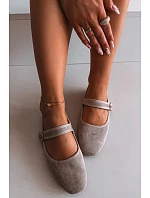 Baleríny s páskem a zlatým sponou Béžové Kelisa Baleríny s páskem a zlatým sponou Béžové Kelisa