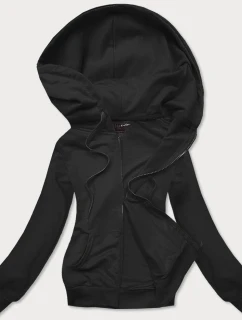 Černá tenká dámská rozepínací mikina s kapucí (W08-3)