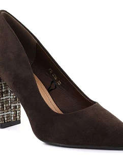 Čokoládové semišové lodičky na jehlovém podpatku Sergio Leone PB216