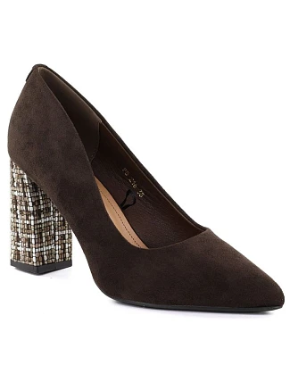 Čokoládové semišové lodičky na jehlovém podpatku Sergio Leone PB216