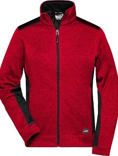 Daiber JN 861 Dámská pracovní pletená fleece bunda - Strong 02.0861 red melange/black