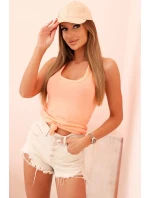 Dámská top na ramínkách z bavlny s kulatým výstřihem lososová