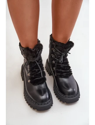 Zateplené kotníkové boty na zip z eko kůže černé Willatta
